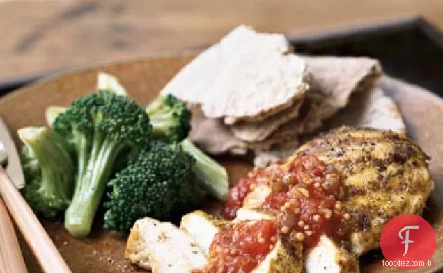 Frango com especiarias indianas com Chutney de tomate