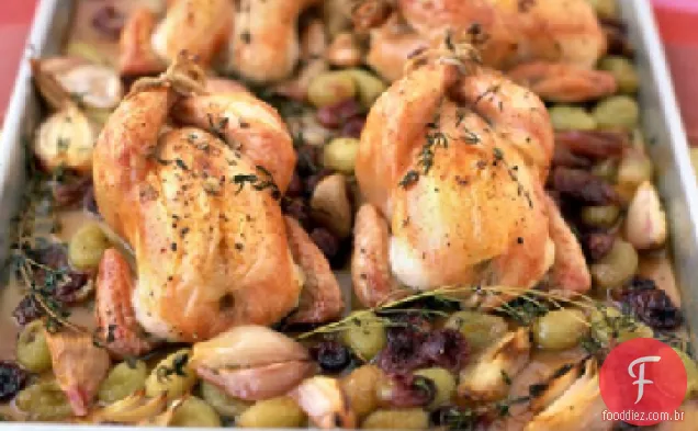 Galinha e uvas da Cornualha torradas
