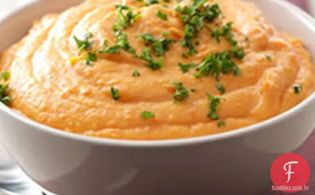 Batata-Doce assada e purê de cenoura