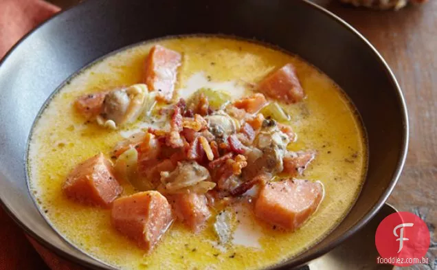 Sopa De Amêijoas De Batata Doce Com Bacon
