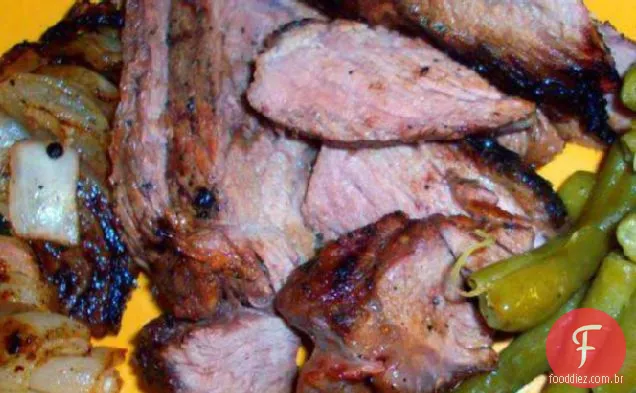Espetos De Bife De Flanco De Limão Com Molho De Limão