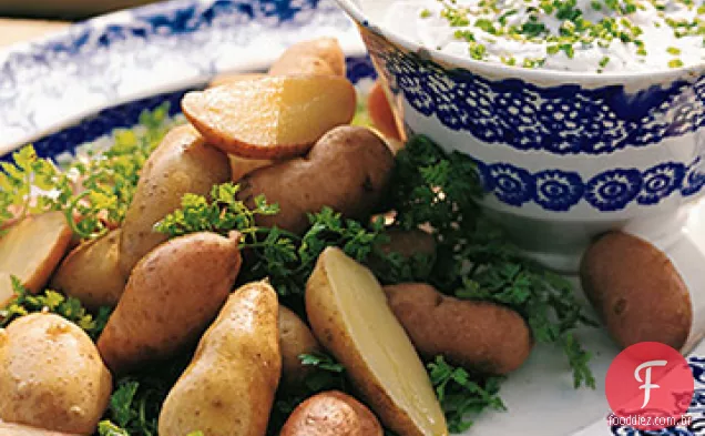 Fingerling batatas e queijo de cabra Fondue