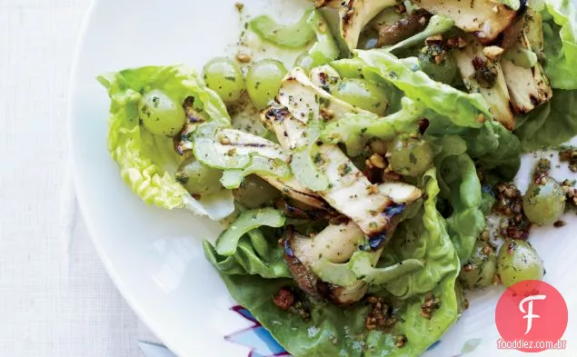 Salada de aipo, Uva grelhada e cogumelos