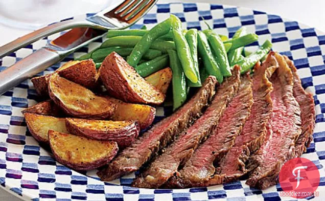 Bife grelhado com batatas assadas