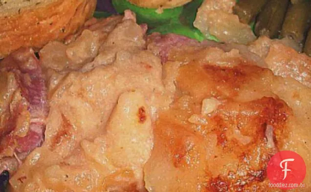 Batatas e presunto recortados