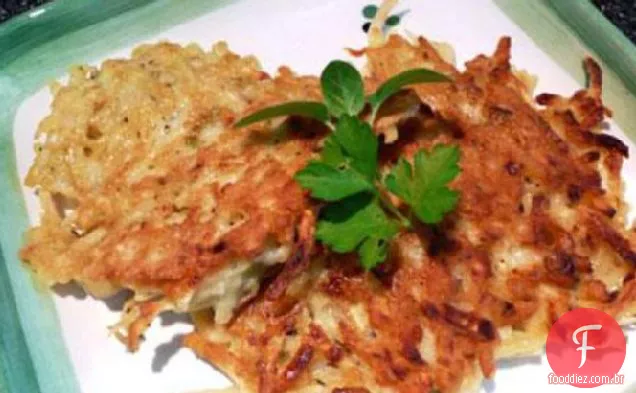 Panquecas de batata doce, cebola e tomilho