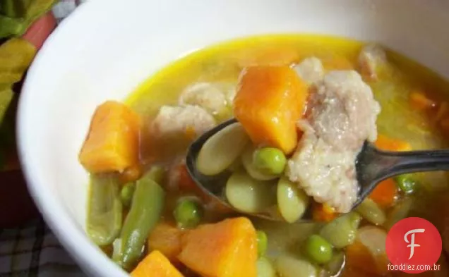 Batata doce e sopa de porco