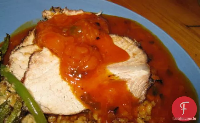Churrasco porco assado com molho agridoce frutado