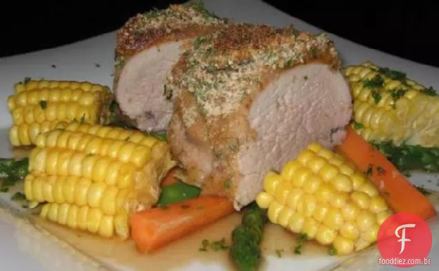Carne De Porco De Damasco Com Crosta De Ervas