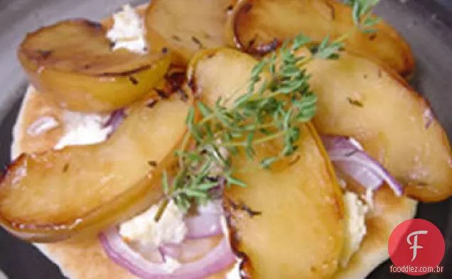 Maçã e Feta Pan Pizzas fritas