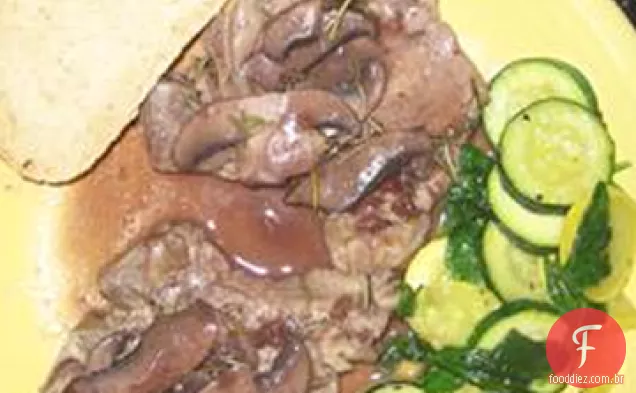 Costeleta de vitela com cogumelos Portabello