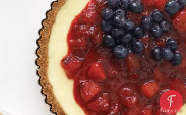Torta De Cheesecake vermelho, branco e mirtilo