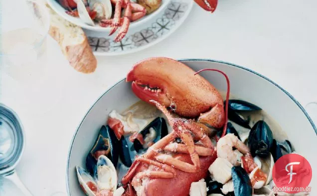 Ensopado de frutos do mar com açafrão Zabaglione