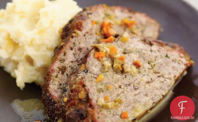 Pão de carne de cogumelos Porcini com molho de cogumelos