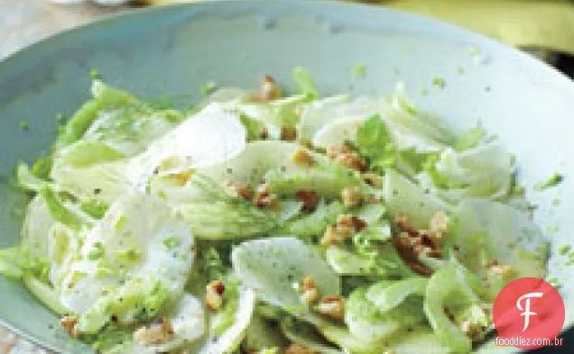 Salada De Aipo, Sunchoke E Maçã Verde Com Nozes E Mustar