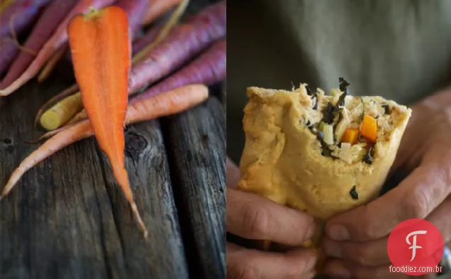 Turnovers de frango e vegetais com massa fermentada Einkorn Crust