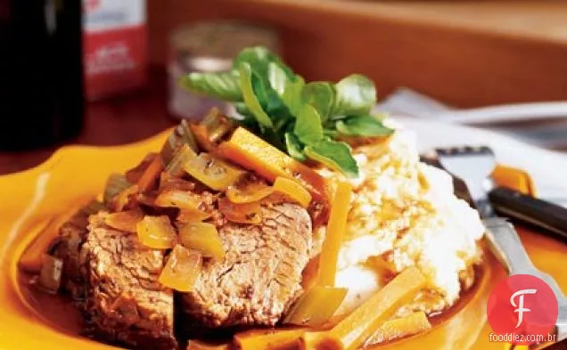 Merlot Pote assado com rábano esmagado batatas