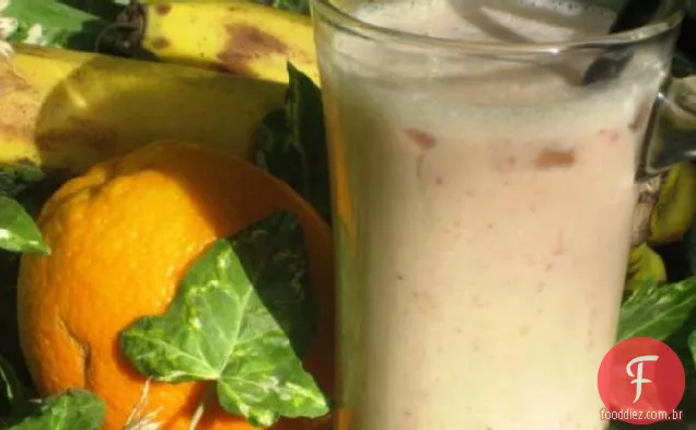 Morango Saudável, Laranja, Banana, Smoothie De Leite De Soja