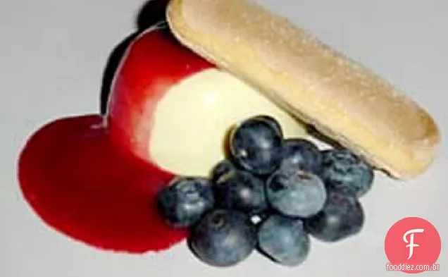 Limão Panna Cotta Com Molho De Framboesa E Laranja