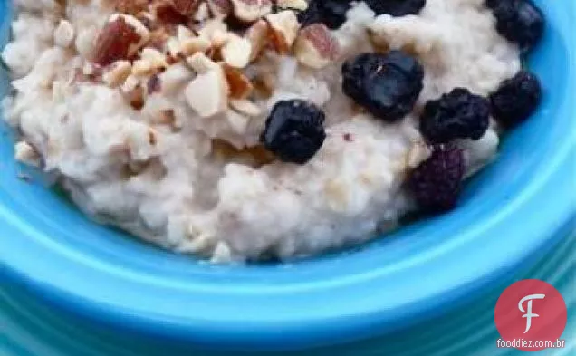 Aveia e amêndoas cobertas com mirtilos (Vegan, Mingau de Aveia