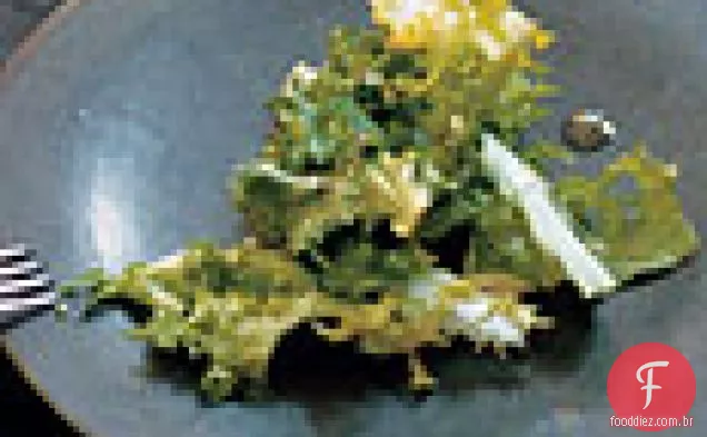 Salada Endive e chicória com vinagrete de mostarda granulada