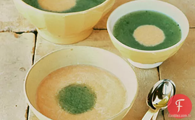Misture e combine sopa de melão