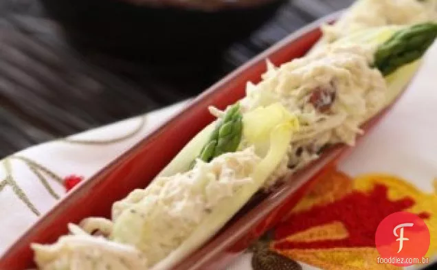 Salada De Frango Com Erva-Doce Cítrica Endive Barcos Com Queijo De Cabra, Aspa