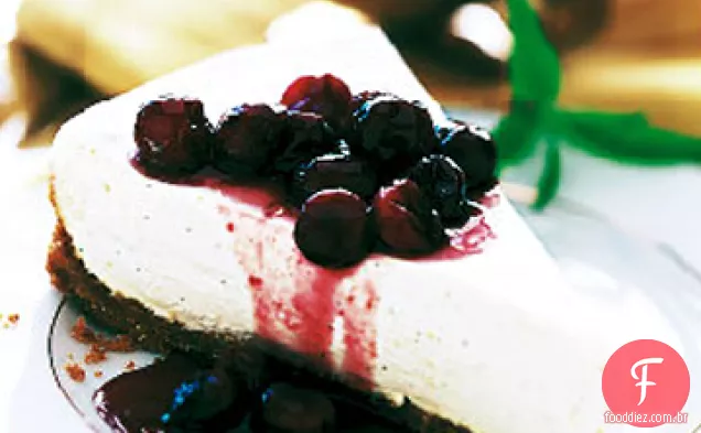 Torta de Cheesecake com Cranberries em esmalte de porta
