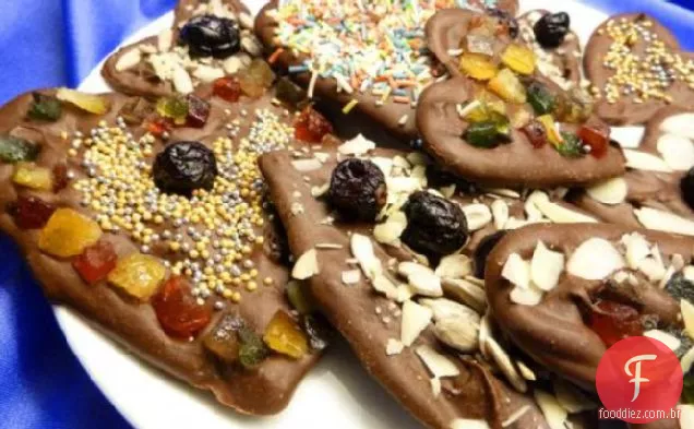 Lindos discos de Chocolate com sementes e frutas