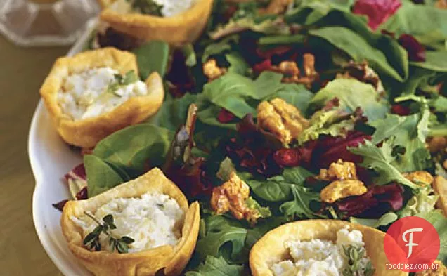 Salada De Champanhe Com Tortas De Queijo De Pêra E Cabra