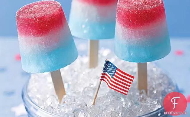 Pops de gelo vermelho, branco e azul