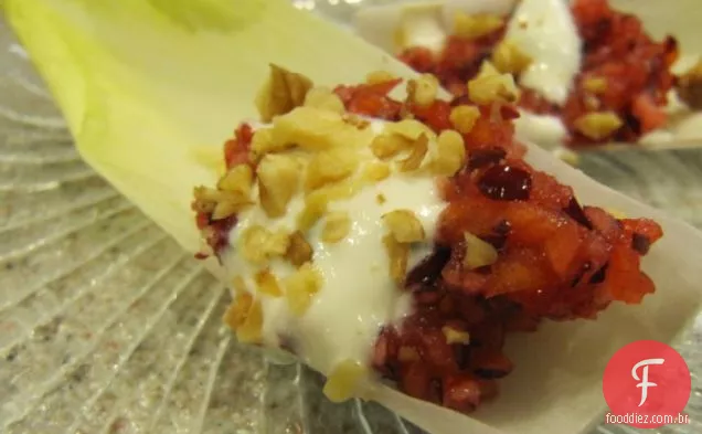 Cranberry E Caqui Encheram Endive Com Queijo De Cabra Picante Dr
