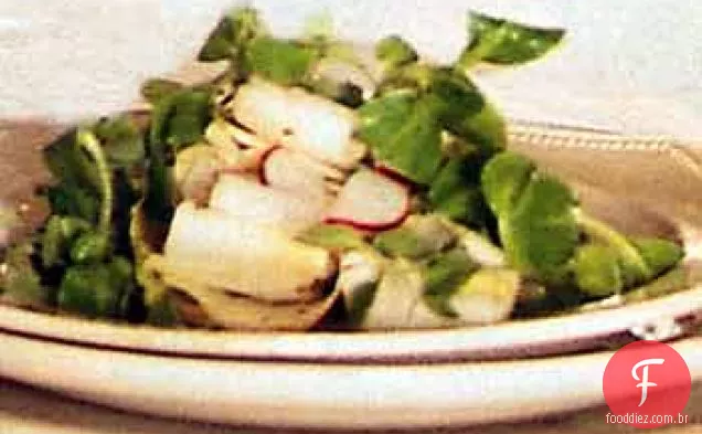 Salada Endive, Mâche e rabanete com vinagrete de champanhe