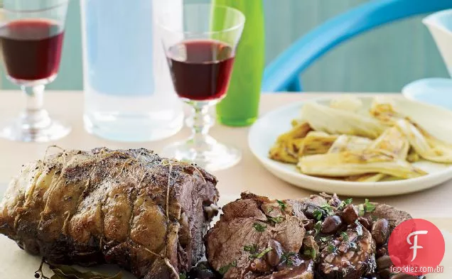 Syrah-Cordeiro refogado com azeitonas, cerejas e endívias