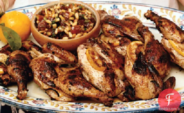 Galinhas grelhadas da Cornualha com limão, Sumac, e data Relish