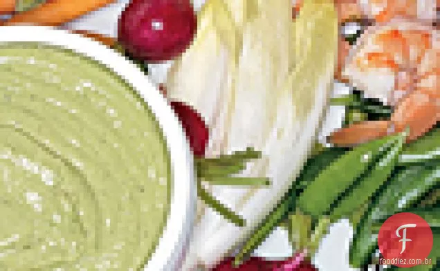Crudités com mergulho deusa verde