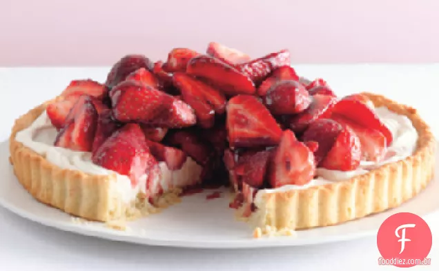 Torta de Mascarpone de morango com esmalte de porta