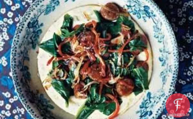 Sautéed Andouille E Verdes Com Grãos
