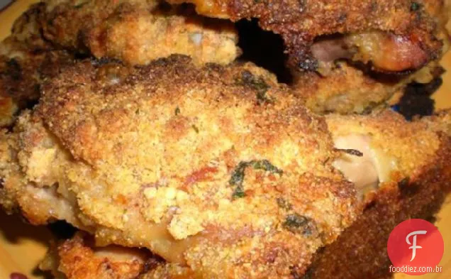 Frango Com Muffin De Milho Frito No Forno