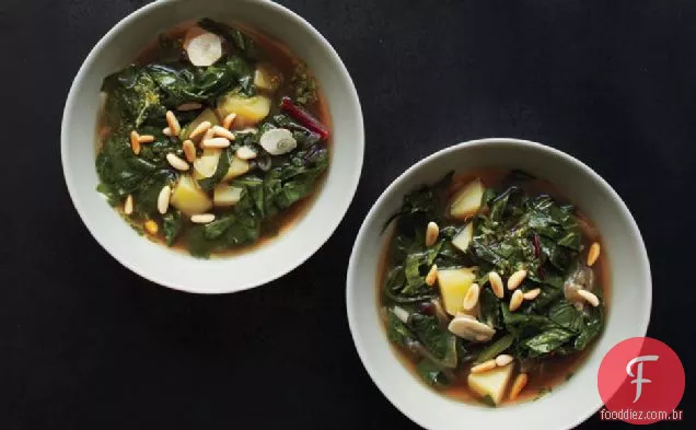 Sopa de três verduras com espinafre Gremolata