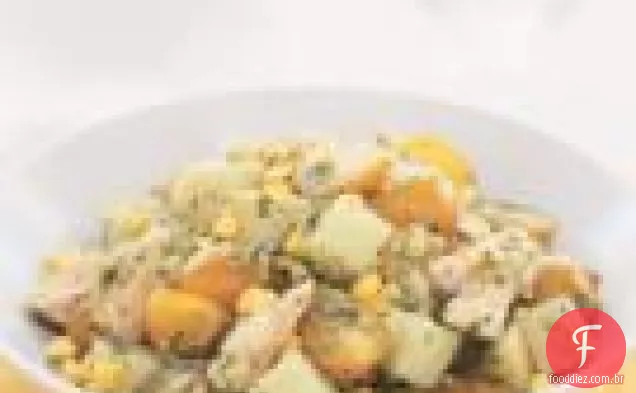 Salmão Grelhado, Batata Amarela E Salada De Milho