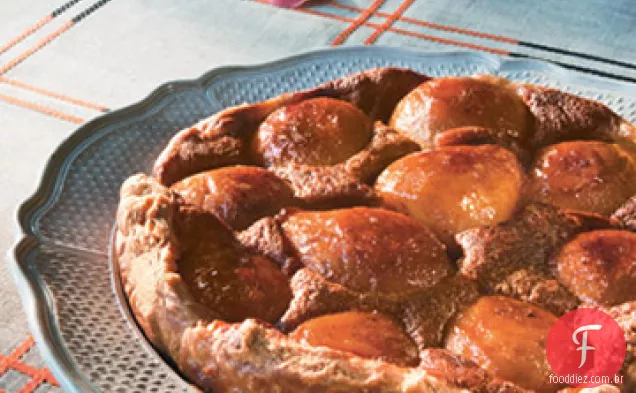 Torta de caramelo e pêra com especiarias de baunilha