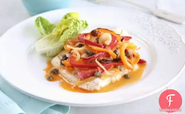Peixe Com Manteiga De Limão Com Peperonata