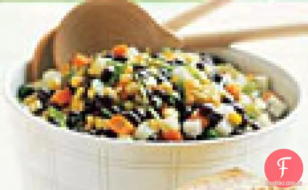 Feijão preto, Jícama e salada de milho grelhado