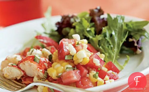 Salada De Tomate, Milho E Manjericão Com Lagosta