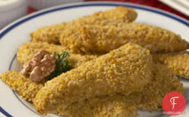 Tiras De Frango Com Revestimento De Noz Crocante
