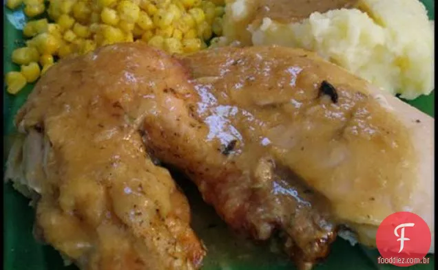 Frango assado com limão e alecrim