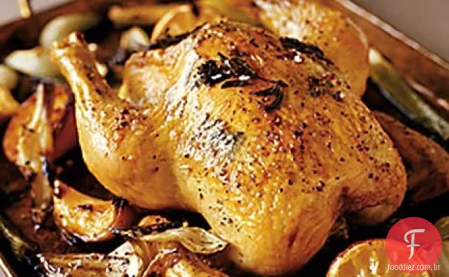 Frango assado com Erva-doce e limão