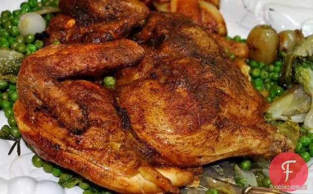 Frango grelhado Butterflied com Curry e cominho