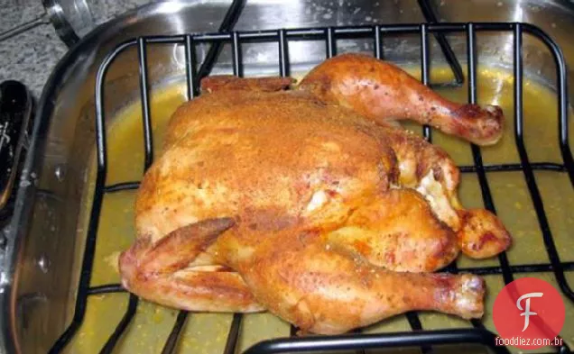 Frango assado com alho e cebola